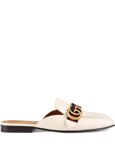 Shop Gucci Double G Slippers In White