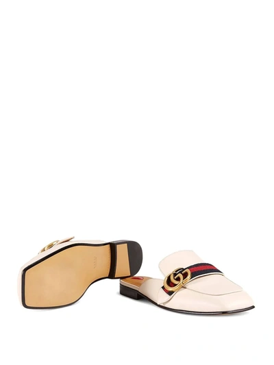 Shop Gucci Double G Slippers In White