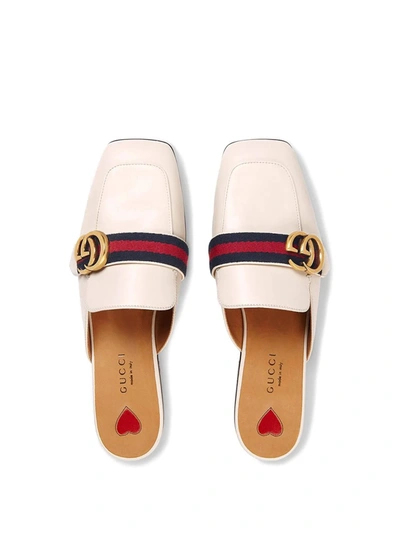 Shop Gucci Double G Slippers In White