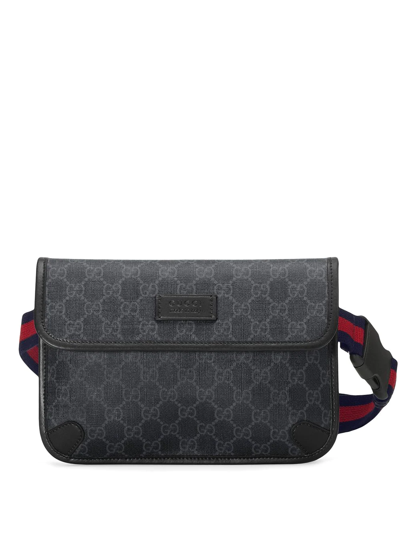Shop Gucci Gg-pattern Coated-canvas Belt Bag In Black
