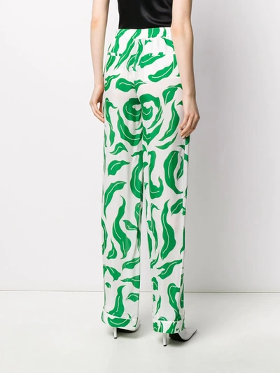 Shop Off-white Leaves Illusion Palazzo Pants In White