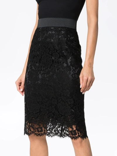 Shop Dolce & Gabbana Lace-overlay Midi Skirt In Black