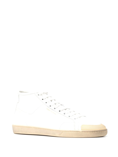 Shop Saint Laurent Sl/39 Mid-top Sneakers In White