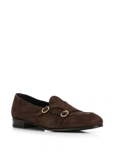 Shop Lidfort Cashmere Buckled Loafers In Brown