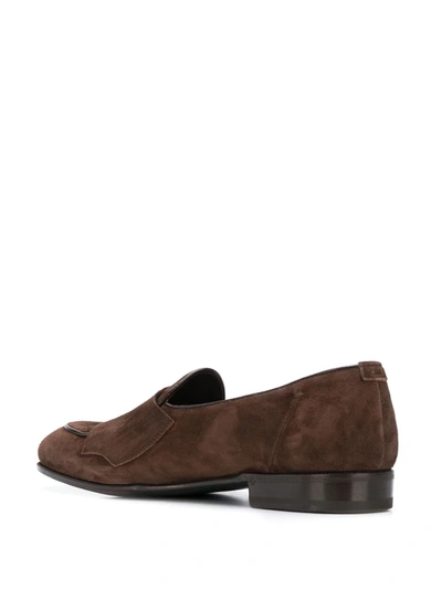Shop Lidfort Cashmere Buckled Loafers In Brown