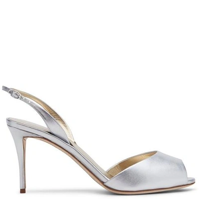Shop Giuseppe Zanotti - 80 Mm Metal-silver Leather Sandals With Ankle Strap Florence