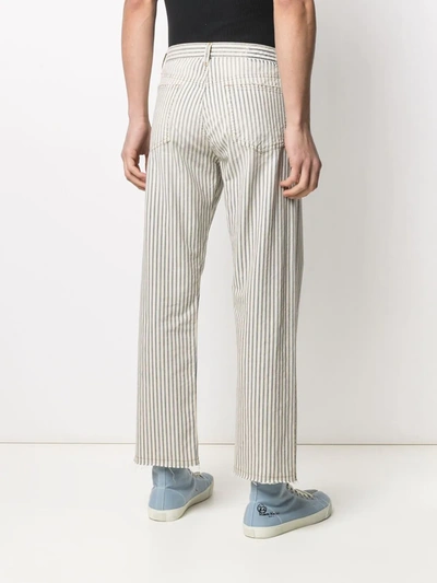 Shop Maison Margiela Striped Cropped Jeans In Neutrals