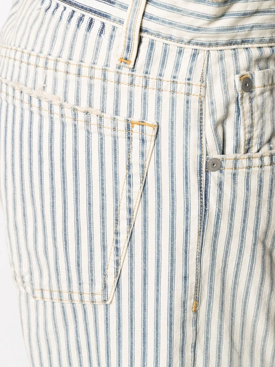 Shop Maison Margiela Striped Cropped Jeans In Neutrals