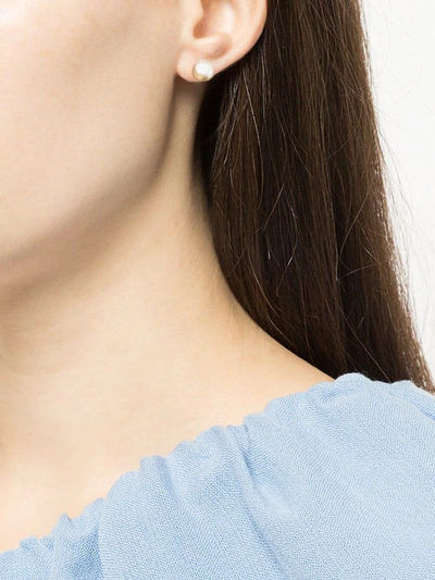 Shop Shihara Half Pearl Earring 90° In Metallic