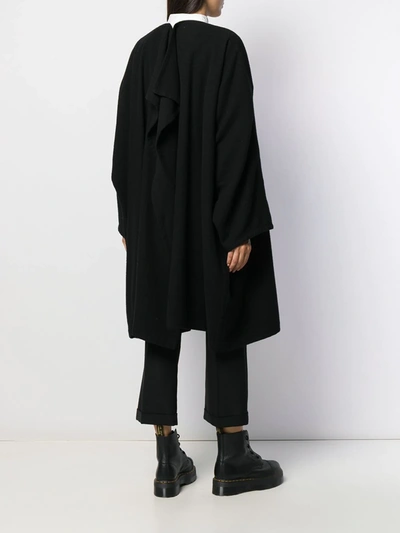 Pre-owned Yohji Yamamoto 1990s Draped Loose-fit Knee-length Coat In Black