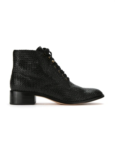 Shop Sarah Chofakian Leather Ankle Length Boots In Black