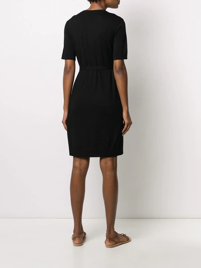 Shop Pringle Of Scotland Tie-waist Knitted T-shirt Dress In Black