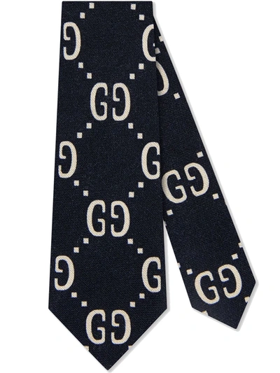 Shop Gucci Gg Logo Tie In Blue