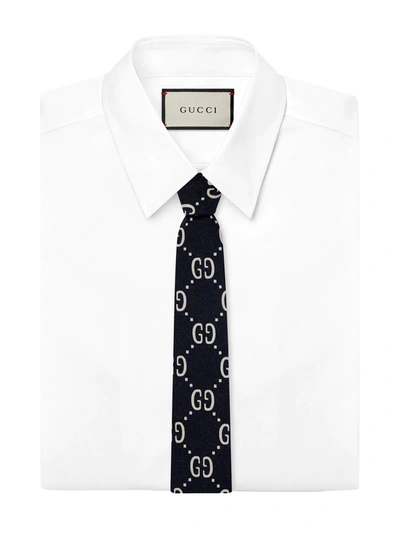 Shop Gucci Gg Logo Tie In Blue