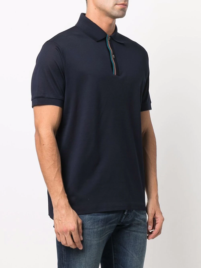 Paul Smith Signature Stripe-trim Polo Shirt In Blue