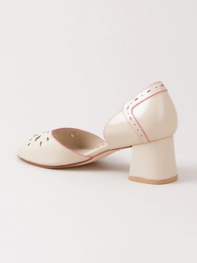 Sarah Chofakian Chunky Heel Pumps In Neutral