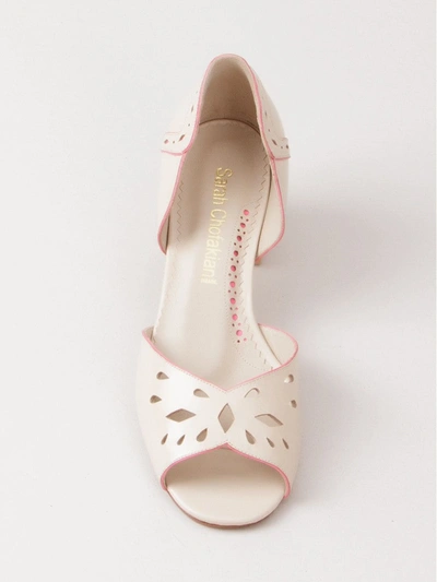 Sarah Chofakian Chunky Heel Pumps In Neutral