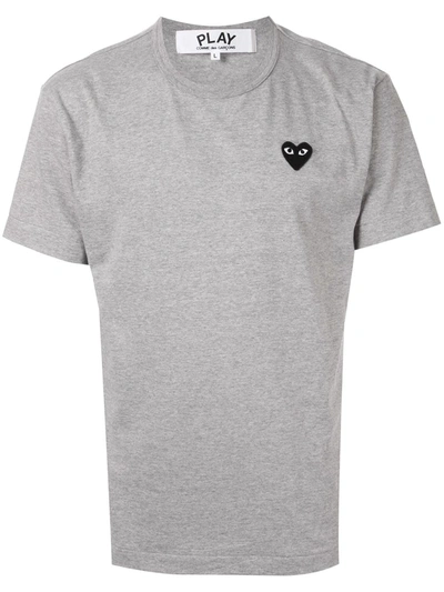 Shop Comme Des Garçons Play Embroidered Logo T-shirt In Grey