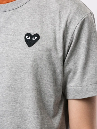 Shop Comme Des Garçons Play Embroidered Logo T-shirt In Grey