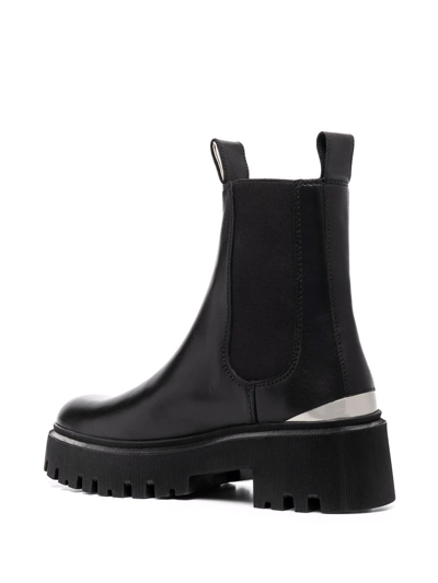 Shop Maje Leather Chelsea Boots In Black