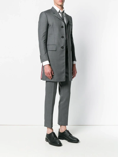 Shop Thom Browne 4-bar High-armhole Chesterfield Coat In Grey