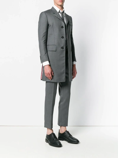 Thom Browne 4-bar High-armhole Chesterfield Coat In Grey