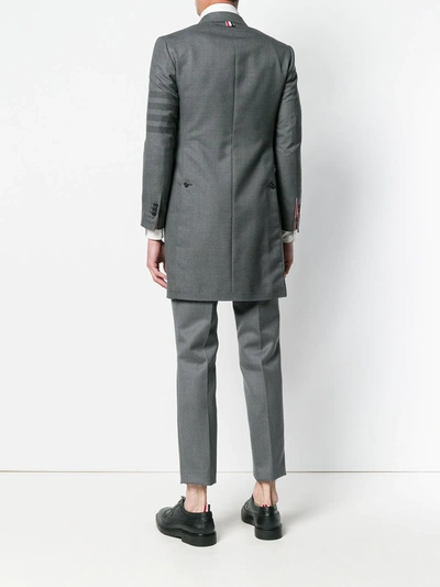 Shop Thom Browne 4-bar High-armhole Chesterfield Coat In Grey