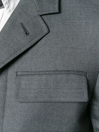 THOM BROWNE 4 条纹饰高袖笼切斯特菲尔德大衣 - 灰色