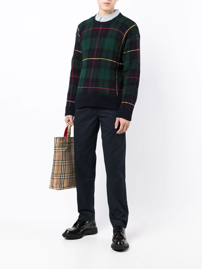 Shop Polo Ralph Lauren Hand-knit Plaid Jumper In Green