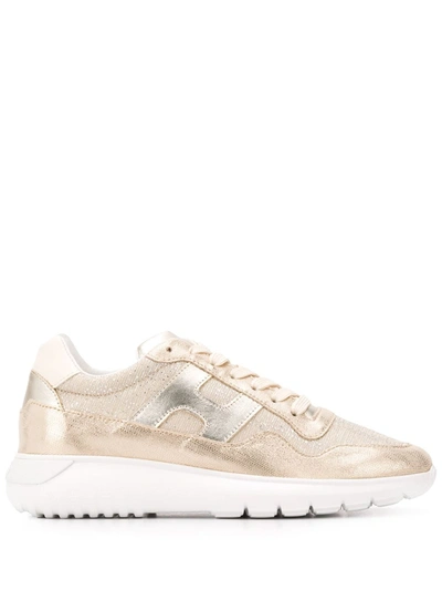 Shop Hogan H371 Interactive Sneakers In Gold