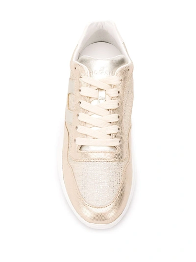 Shop Hogan H371 Interactive Sneakers In Gold