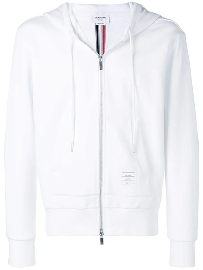 Shop Thom Browne Center-back Stripe Loopback Hoodie In White