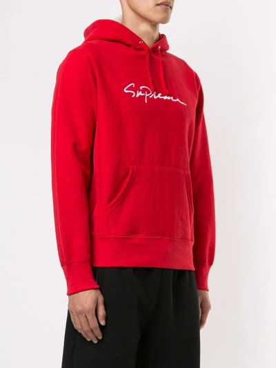 Shop Supreme Logo-print Cotton Hoodie In Red
