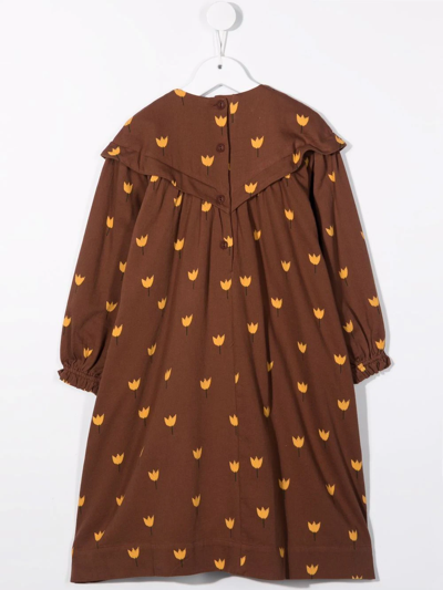 Shop Jelly Mallow Floral-print Cotton Dress In Brown