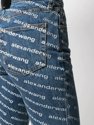 Shop Alexander Wang High-rise Logo-print Straight-leg Jeans In Blue