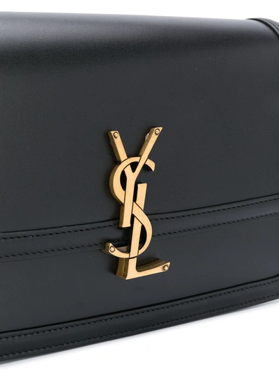 Shop Saint Laurent Monogram Leather Shoulder Bag In Black