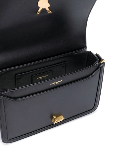 Shop Saint Laurent Monogram Leather Shoulder Bag In Black