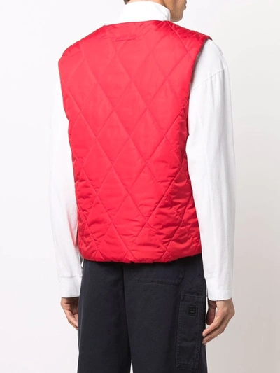 Shop Mackintosh Quilted Sleeveless Gilet Jacket In Red
