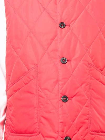 Shop Mackintosh Quilted Sleeveless Gilet Jacket In Red