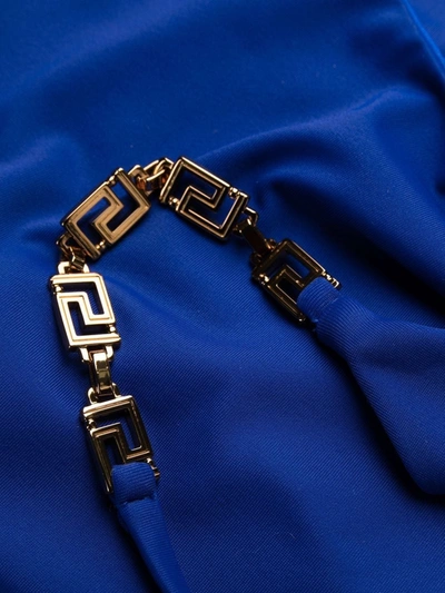 Shop Versace Greca-detail One-piece Swimsuit In Blue