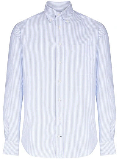 Shop Gitman Vintage Button-down Striped Cotton Shirt In Blue