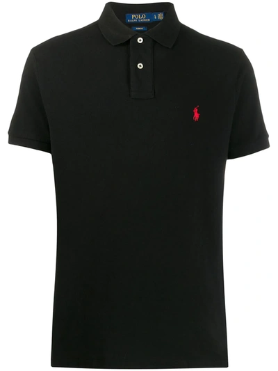 Shop Ralph Lauren Embroidered Logo Polo Shirt In Black