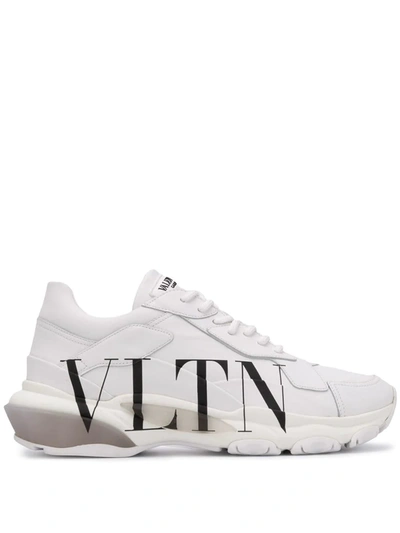 Shop Valentino Rockstud Vltn Sneakers In White