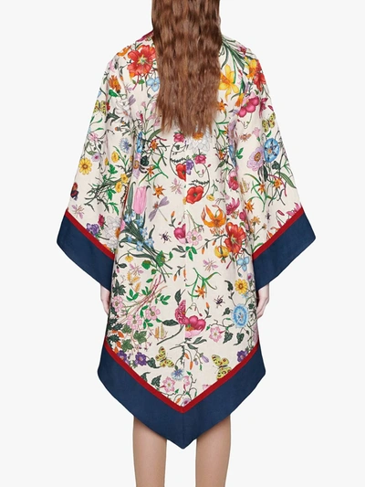 Shop Gucci Kimono Style Dress With Flora Print In White