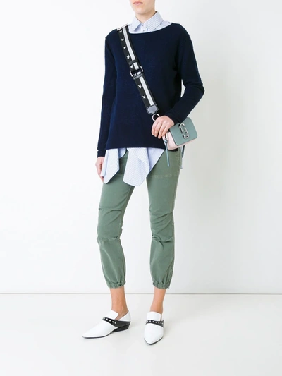 Nili Lotan Tel Aviv Cropped Stretch-cotton Twill Tapered Pants In Green