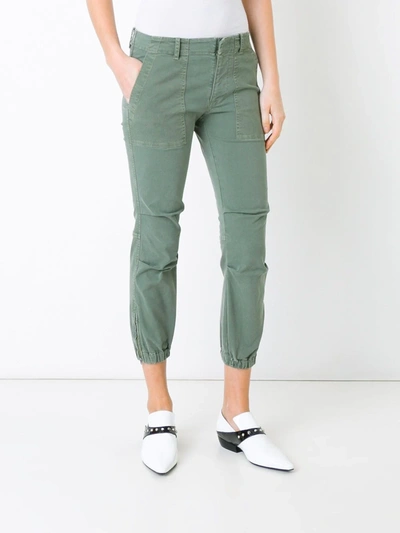 Nili Lotan Tel Aviv Cropped Stretch-cotton Twill Tapered Pants In Green