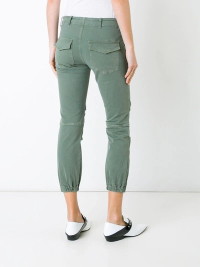 Nili Lotan Tel Aviv Cropped Stretch-cotton Twill Tapered Pants In Green