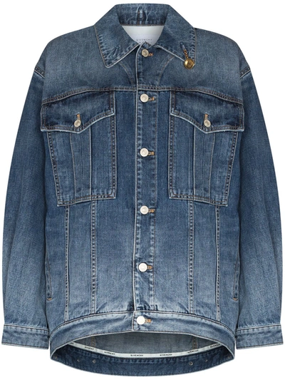 Shop Givenchy Chain-detail Oversized Denim Jacket In Blue