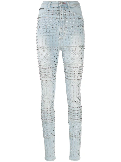 Shop Philipp Plein High Waist Jeggings In Blue