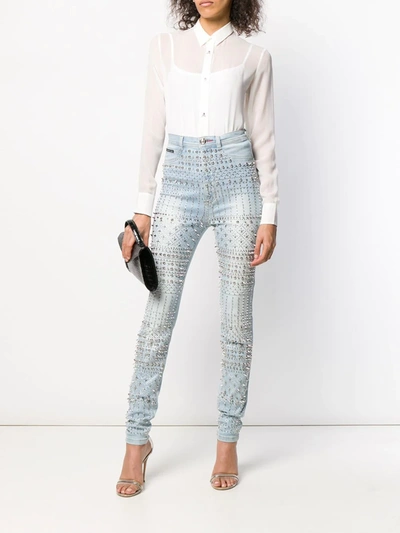 Shop Philipp Plein High Waist Jeggings In Blue